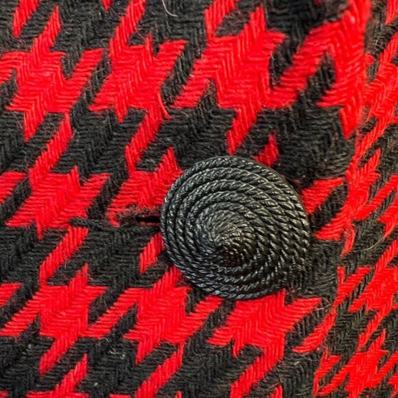 Jacqueline Ferrar Vintage Red & Black Houndstooth Blazer Women’s Size 10 - Picture 6 of 7